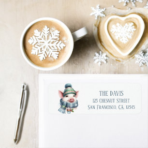 Winter Vibes Pig - Return address  Label