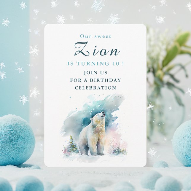 Winter vibes Polar Bear - Birthday Invitation Card (Creator Uploaded)