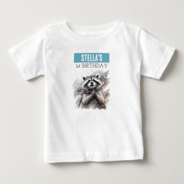 Winter Vibes Raccoon - 1st birthday T-shirt (Front)