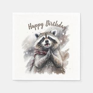 Winter vibes Raccoon - Birthday Party - Napkins