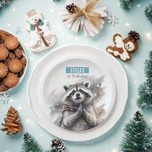 Winter vibes Raccoon - Birthday Party - Paper Plates