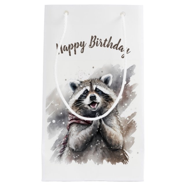 Winter vibes Raccoon -  Birthday Party - Small Gift Bag (Front)