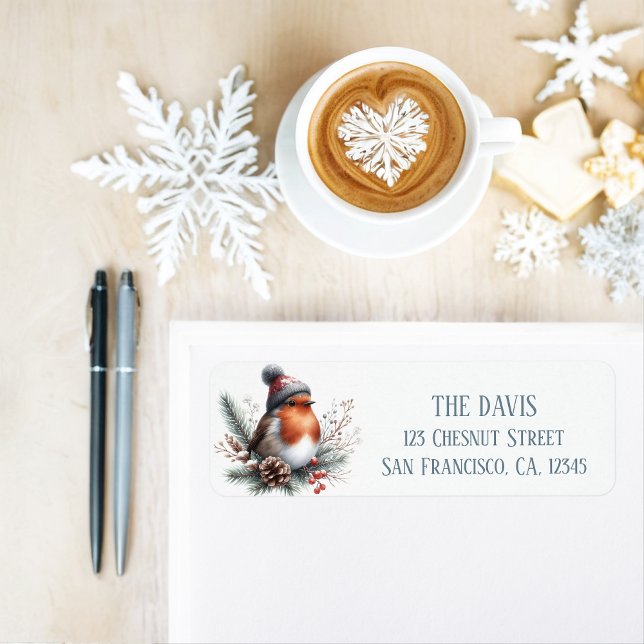 Winter Vibes Robin - Return address  Label (Creator Uploaded)