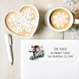 Winter Vibes Rocky Mountain Bighorn Sheep - Return Label