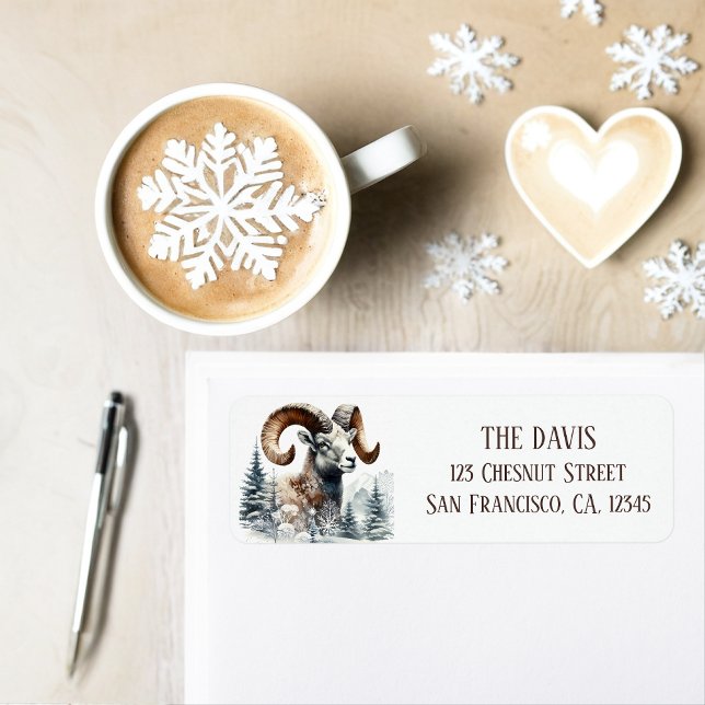 Winter Vibes Rocky Mountain Bighorn Sheep - Return Label (Creator Uploaded)