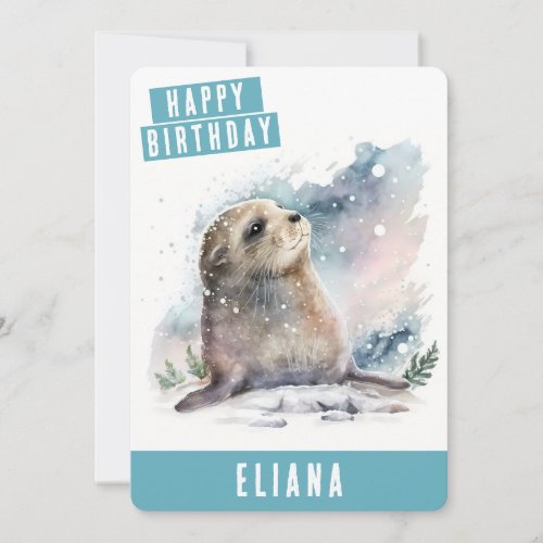 Winter vibes Seal Birthday Card