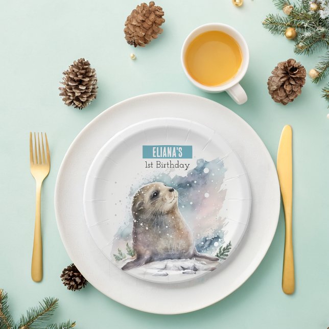 Winter vibes Seal -  Birthday Party - Paper Plates (Creator Uploaded)