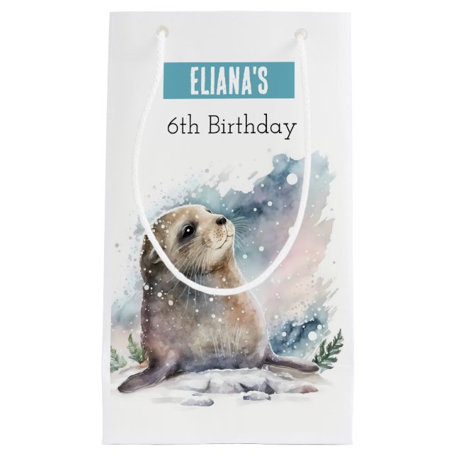 Winter vibes Seal -  Birthday Party - Small Gift Bag (Front)