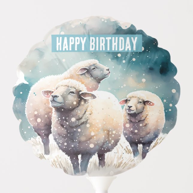 Winter vibes Sheep -  Birthday Party - Balloon (Front)