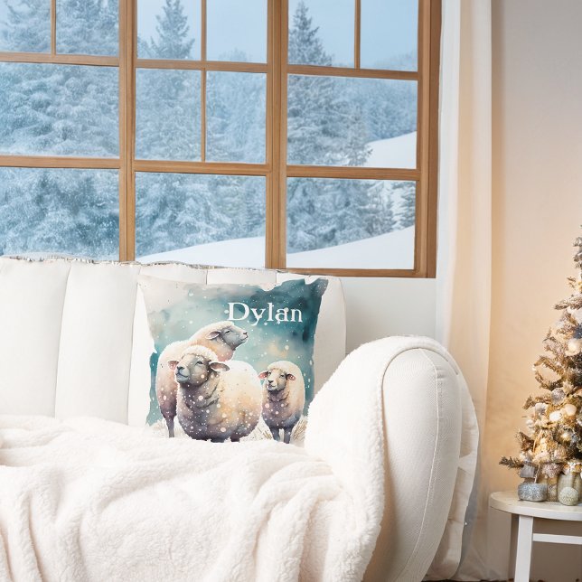 Winter Vibes Sheep - Customized   Throw Pillow (Creator Uploaded)