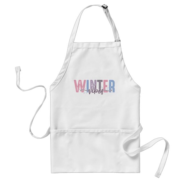 Winter Vibes - Soft Pastel Typography Adult Apron (Front)