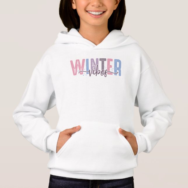 Winter Vibes - Soft Pastel Typography Hoodie (Front)