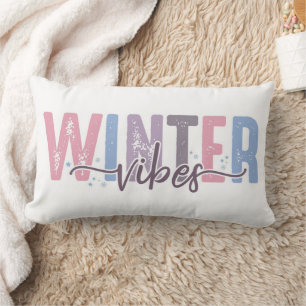 Winter Vibes - Soft Pastel Typography Lumbar Pillow