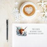 Winter Vibes Texas Longhorn - Return address  Label<br><div class="desc">Winter vibes return address labels featuring a watercolor Texas Longhorn. Customizable.</div>