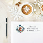 Winter Vibes Texas Longhorn - Return address  Label<br><div class="desc">Winter vibes return address labels featuring a watercolor Texas Longhorn. Customizable.</div>