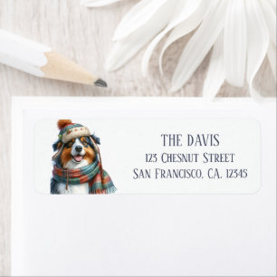 Winter Vibes Watercolor Australian Shepherd - Label