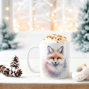 Winter Vibes Watercolor Baby Fox - Coffee Mug