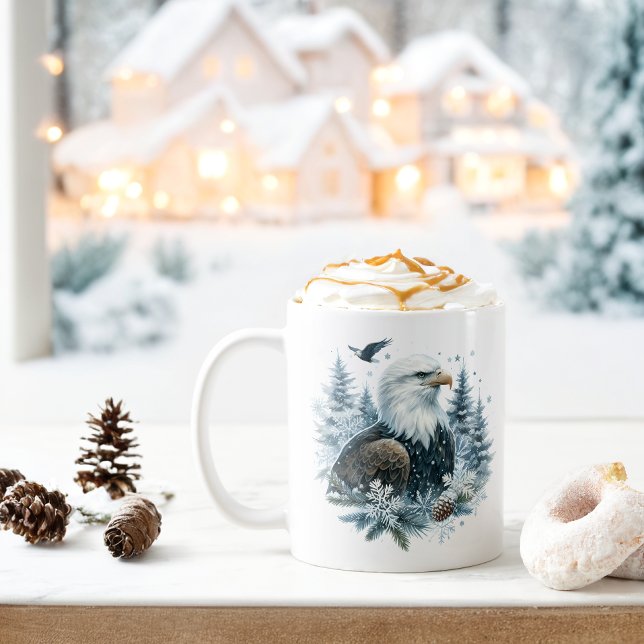 Winter Vibes Watercolor Bald Eagle  Coffee Mug (Creator Uploaded)