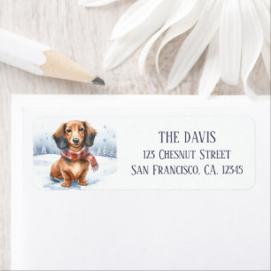 Winter Vibes Watercolor Dachshund -  Label