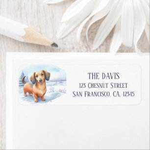 Winter Vibes Watercolor Dachshund -  Label