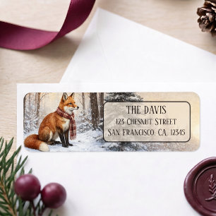 Winter Vibes Watercolor Fox Return address  Label