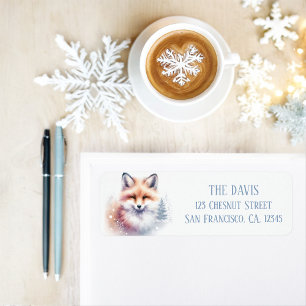 Winter Vibes Watercolor Fox Return address Label