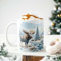 Winter Vibes Watercolor Moose -