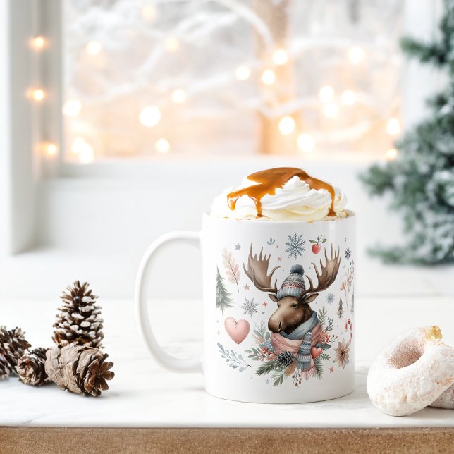 Winter Vibes Watercolor Moose -   Coffee Mug (Creator Uploaded)