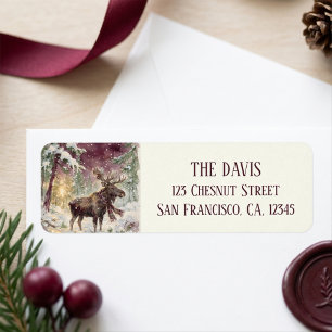 Winter Vibes Watercolor Moose Return address Label
