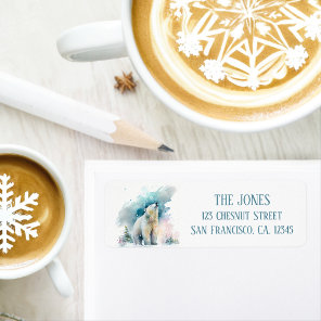 Winter Vibes Watercolor Polar Bear Return address  Label