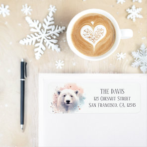 Winter Vibes Watercolor Polar Bear Return address  Label