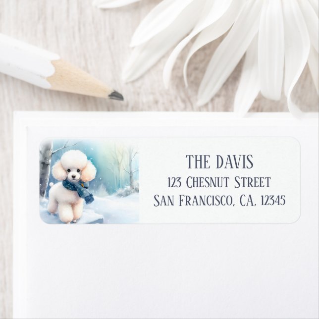 Winter Vibes Watercolor Poodle - Label (Insitu)