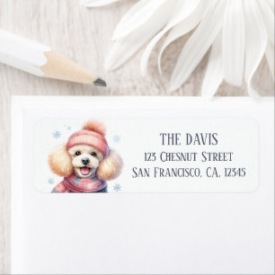 Winter Vibes Watercolor Poodle - Return Address Label