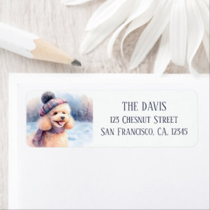 Winter Vibes Watercolor Poodle - Return Address Label