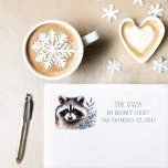 Winter Vibes Watercolor Raccoon Return address  Label<br><div class="desc">Winter vibes return address labels featuring a cute watercolor raccoon. Customizable.</div>