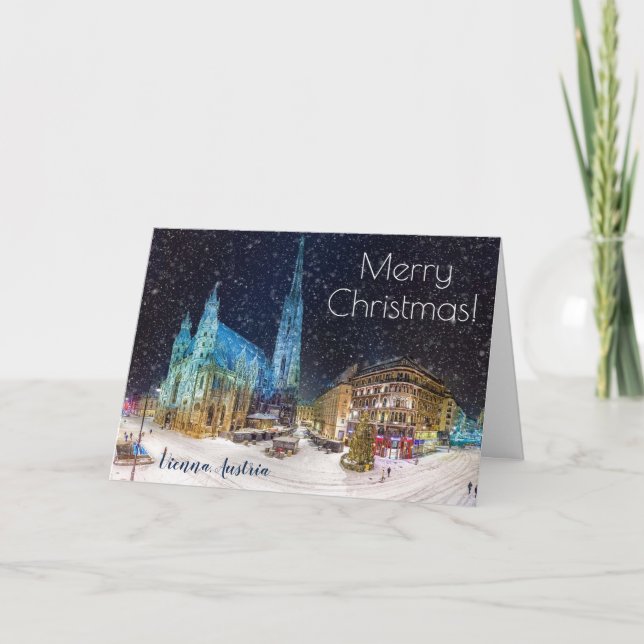 Winter Vienna Austria Christmas Greeting Card (Front)