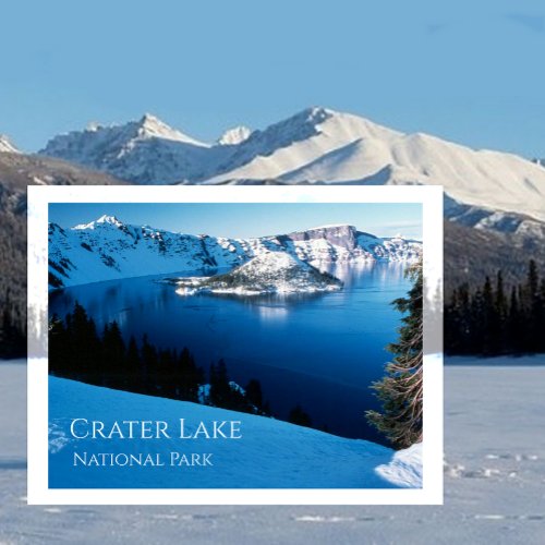 WInter View Crater Lake Wizard Island Postcard