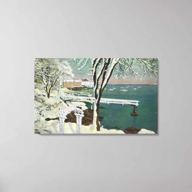 Winter View of the Marblehead Harbor Canvas Print (Front)