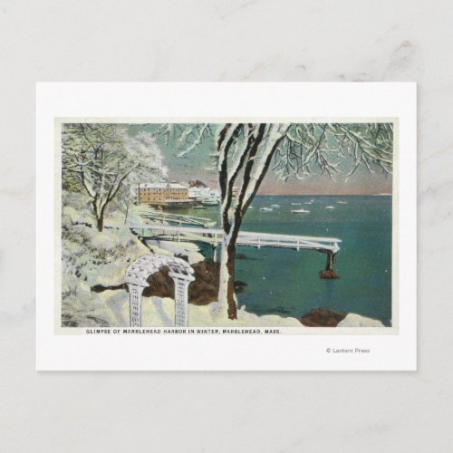 Winter View of the Marblehead Harbor Postcard