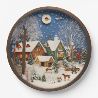 "Winter Village 3D Wall Art" Paper Plates