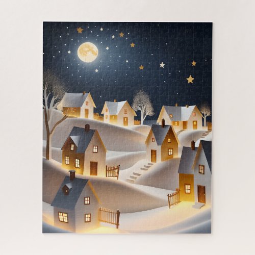 WINTER VILLAGE ART CHRISTMAS JIGSAW PUZZLE