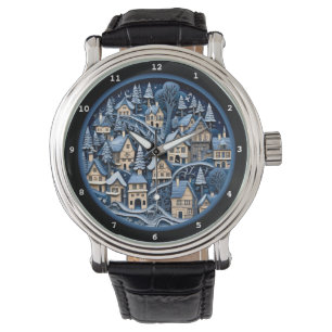Winter Village Art Nostalgia Design Watch