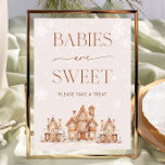 Winter Village Christmas Babies are Sweet Poster<br><div class="desc">This item with a gingerbread house theme and a creates a charming and cozy winter wonderland scene. The item features a delightful,  whimsical village of gingerbread houses dusted with “snow” icing,  surrounded by delicate snowflakes. The color palette is soft and inviting,  using neutral winter tones. Matching items available.</div>