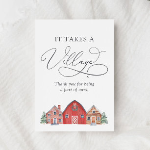 Winter Village Christmas Baby Shower Letterpress Thank You Card
