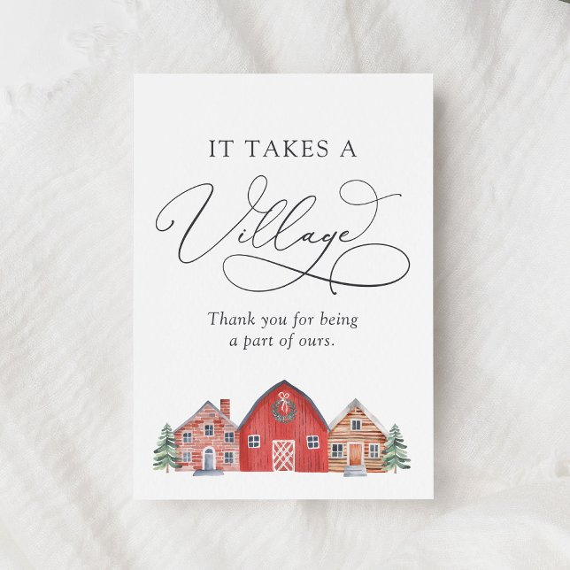 Winter Village Christmas Baby Shower Thank You Card (Creator Uploaded)
