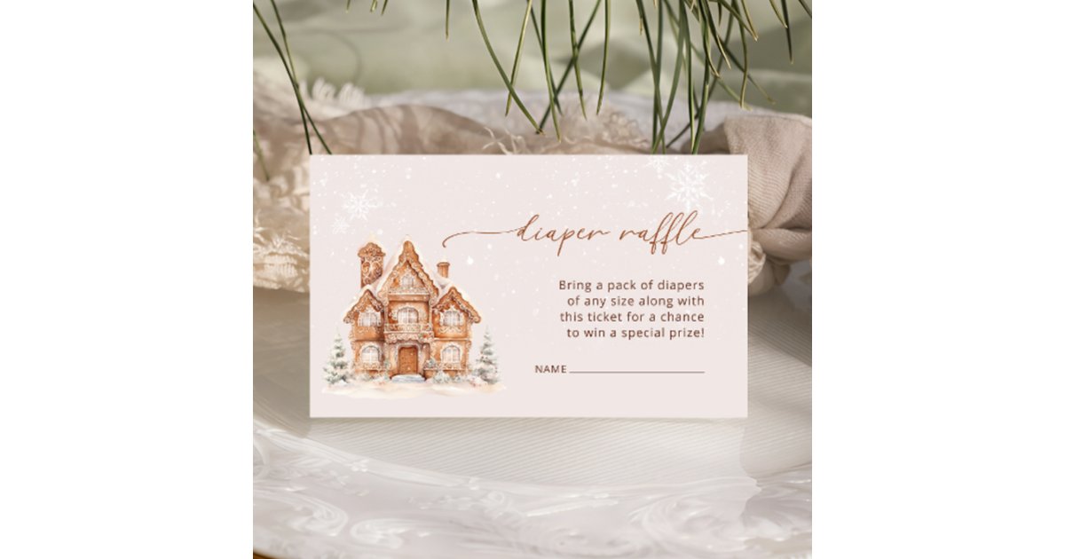 Village Raffle Winter Village Diaper Raffle Enclosure Card | Zazzle