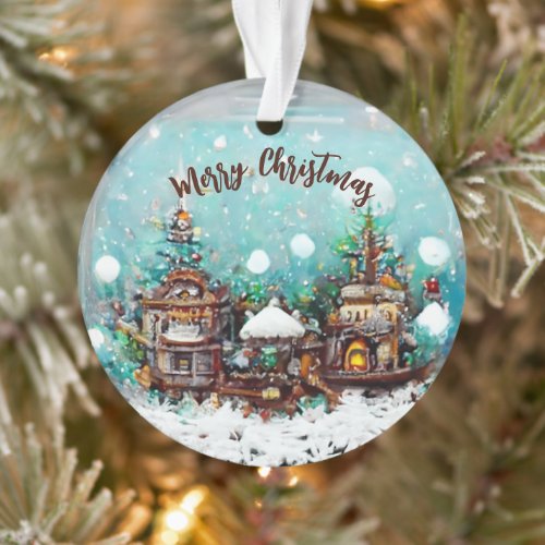 Winter Village Fairytale Houses Snowflake Ornament