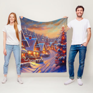 Winter Village Holiday Fleece Blanket