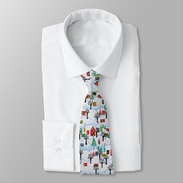 Winter Village Holiday Neck Tie (Tied)