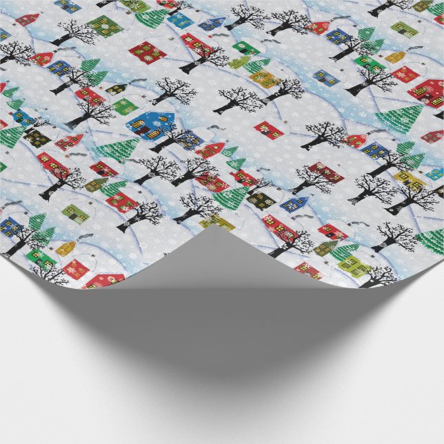 Winter Village Holiday Wrapping Paper (Corner)